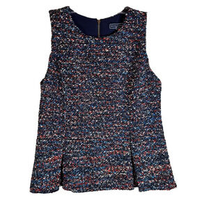 Duffield Lane Navy Confetti Tweed Ellis Top Size S